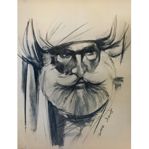 Doda Baloch, Doda, 20 x 27 Inch, Charcoal on Paper, Figurative Painting, AC-DDB-012